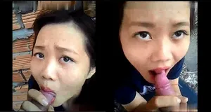 Cô bạn gái liếm cò ở vườn sau nhà
